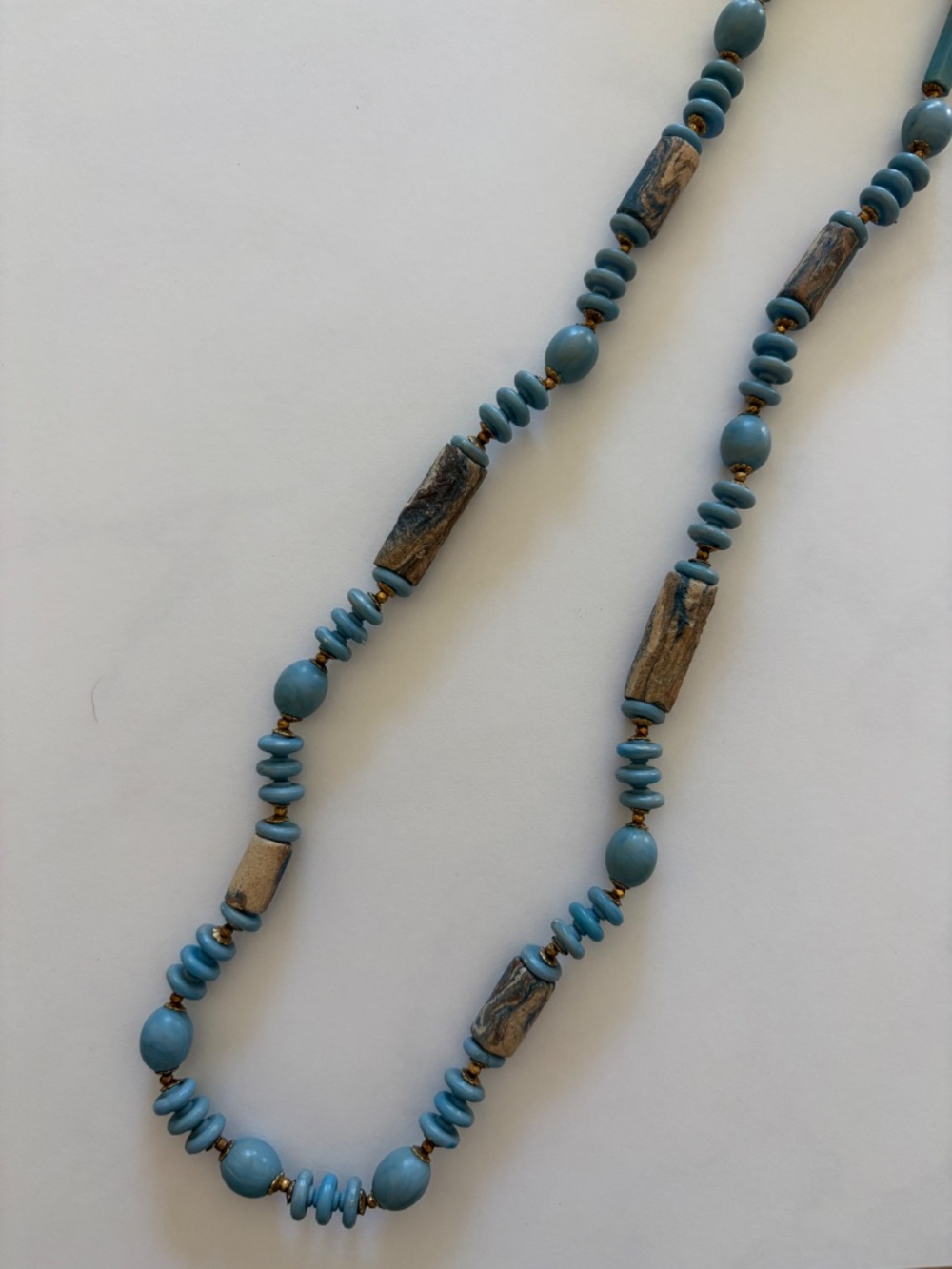 Vintage Miriam Haskell Long Turquoise Blue Beaded Necklace
